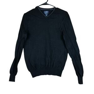 Daniel Hechter Paris Mens Sweater Black V Neck 100% Extra Fine Merino Wool Small